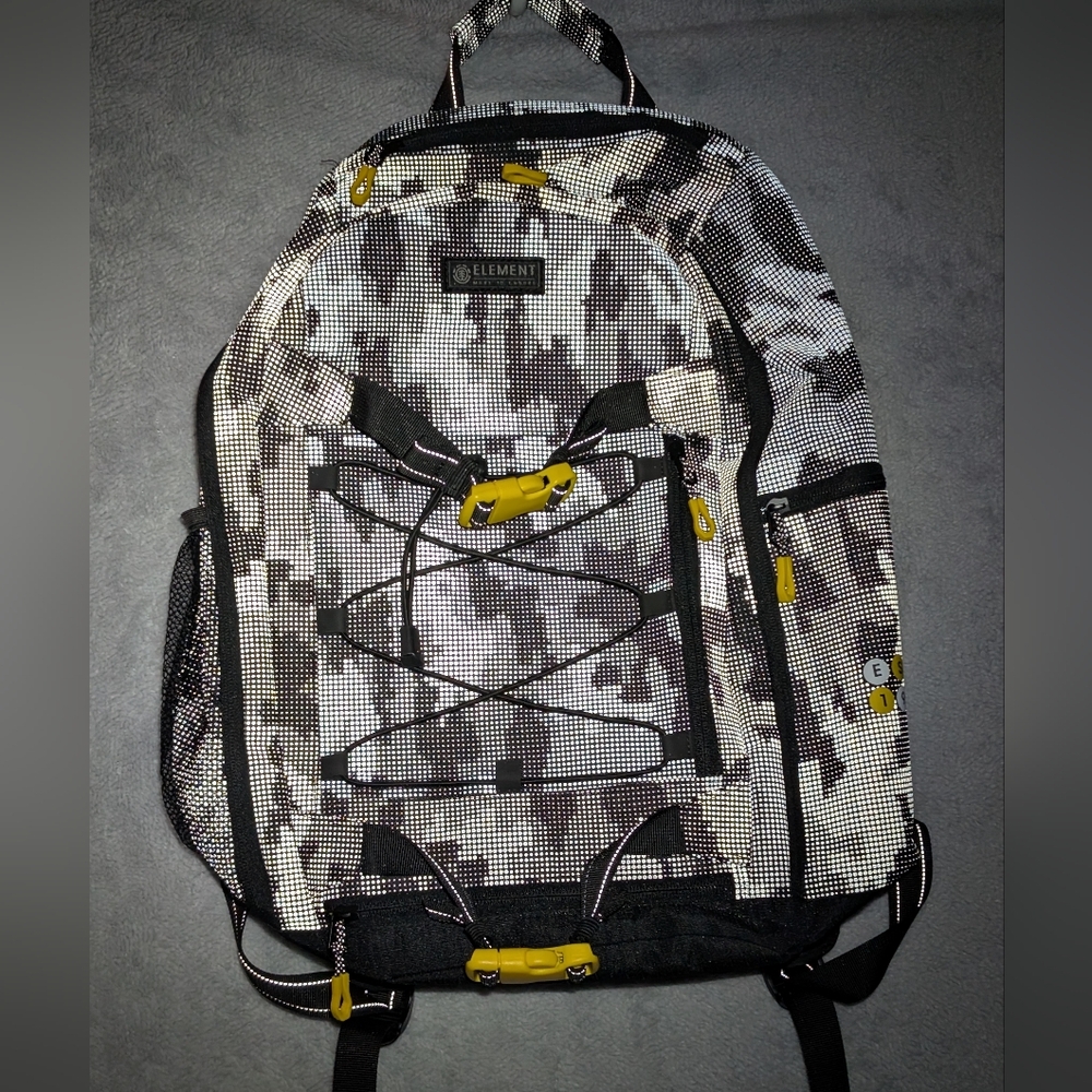 Element‎ Backpack Skateboard Camo and Gray with Yellow Accents Reflective